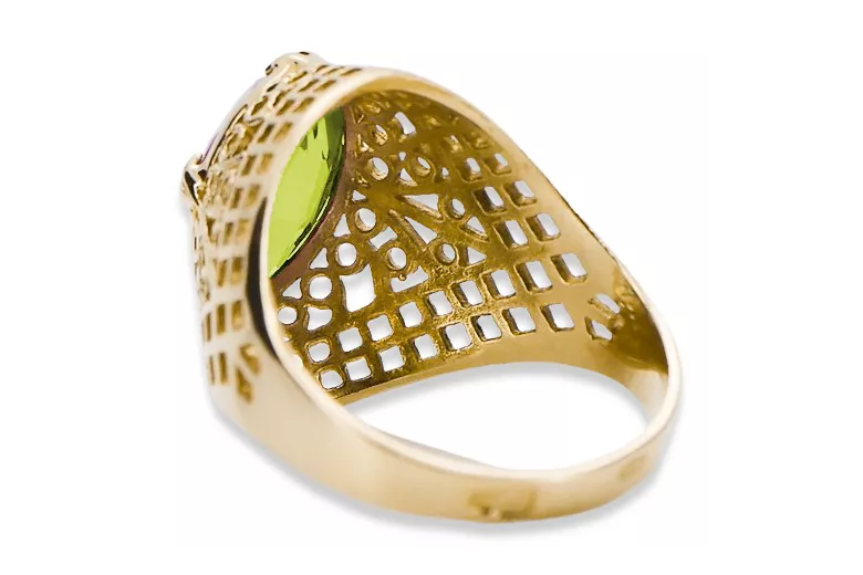 Ring Vintage Handwerk Gelber Peridot 14 Karat Gelbgold vrc030y